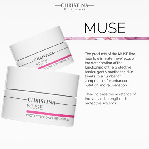 -CHRISTINA- Muse Protective Day Cream with SPF 30 and Hyaluronic Acid | Hydrating Cream for Face | Shields Face Skin | Face Moisturizer for Normal & Dry Skin 50ml