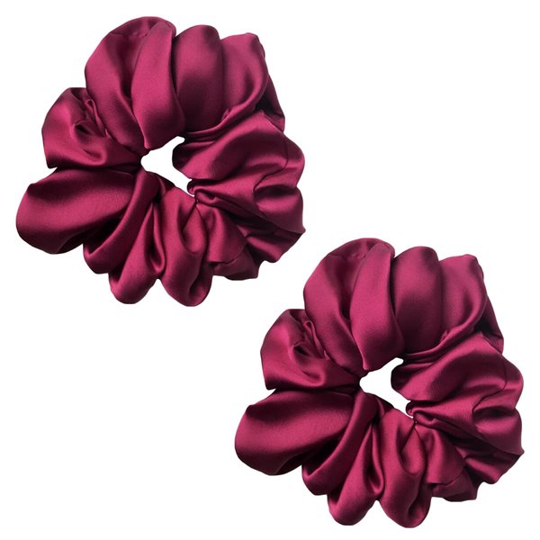Silk Scrunchies,Elastic Bands Ponytail Holder Silk Satin No Damage, Soft Satin Scrunchies,Hair Accessories Hair Scrunchies Suitable for Women Girls for Thick Thin Fine Curly hair (Dark-Red)