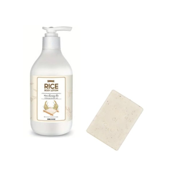 Generic Rice Body Lotion, Containing Rice Ingredients, Moisturizing, For Face, Body, Hands, Neck Daily Skin Care, 10 oz with Milk Rice Body Soap Bar