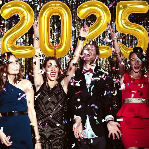 2025 Balloons, 16 Inch 2025 New Years Balloons, 2025 Gold Number Balloons, 2025 Foil Happy New Year Balloons for New Years Eve Party Supplies 2025 and New Years Decorations 2025, Graduations