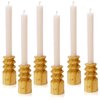 DEYBBY Natural Beeswax Taper Candles,8inch Dripless and Smokeless White Bee Wax,4Hour Burn Time Flat Top (Pack of 6)