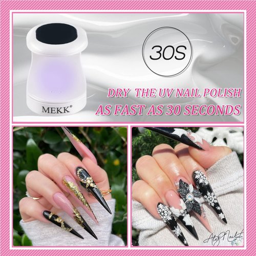 MEKK Mini UV Light for Gel Nails UV Light for Nails Innovative One Finger UV LED Nail Lamp 16W UV Nail Lamp Portable LED Nail Lamp Professional Nail Dryer for Nail Art Tools(Black)