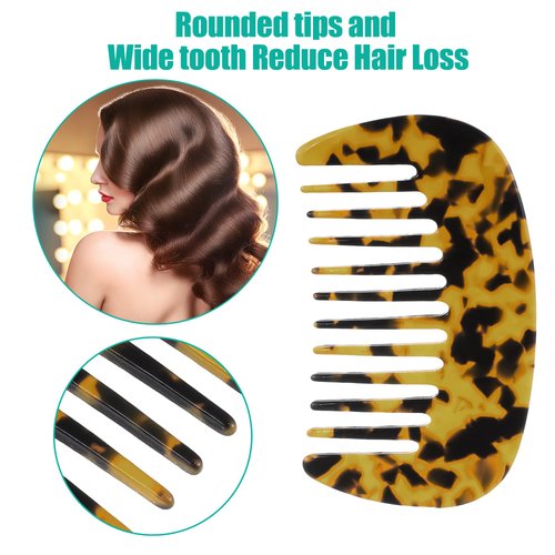 VOCOSTE Hair Comb Wide Tooth, Anti-Static Pocket Size Comb for Thick, Curly Hair, Hair Care, Detangling Comb, for Wet and Dry, Brown