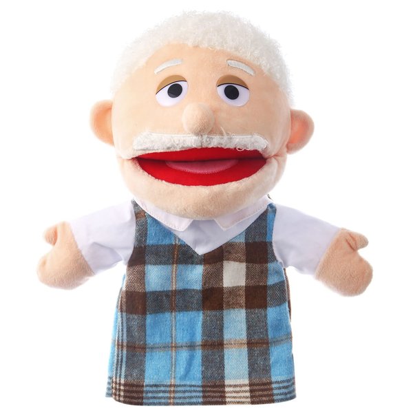 1 Pcs Family Hand Puppets 12 Inch Grandparents, Mom & Dad, Brother & Sister Plush Hand Puppet Toys Role-Play Toy Puppets for Kids Storytelling Imaginative Pretend Play Teaching Preschool(Grandfather)