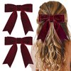 2PCS 5" Velvet Red Wine Hair Bows Girls Hair Clips Ponytail Holder Accessories for Women Girls Toddlers