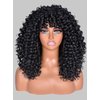 CurlCOO Black Curly Wigs for Black Women Short Kinky Curly with Bangs Synthetic Fiber Glueless Long Kinky Curly Hair 14 inch（Black）