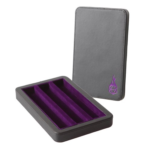 Forged Dice Co. Premium 3-Row Dice Case - Combination Dice Box and Dice Tray - Protects Polyhedral Dice Sets - Felt-Lined Storage Rows - Magnetic Lid Closure - Perfect Metal Dice Storage Box - Purple