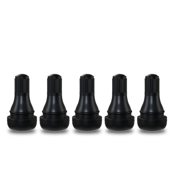 CKAuto TR412 Rubber Snap-in Short Black Tire Valve Stem for Tubeless 0.453 Inch 11.5mm Rim Holes on Standard Vehicle Tires (5pcs/Bag)