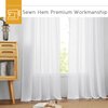 RYB HOME Short White Linen Curtains 45 inches Long, Cortinas para Cuarto Semi Sheer Curtains Rod Pocket Bedroom Kitchen Bathroom Window, White, W 52 x L 45, Set of 2