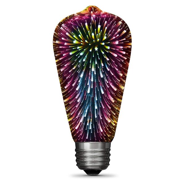 Feit Electric Infinity 3D Fireworks LED Light Bulb, ST19 LED Bulb, ST19/PRISM/LED,1 Count (Pack of 1), Multicolor