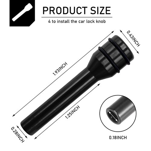 awlbed 4 PCS Car Interior Door Lock Knob Pull Pin Cover, Metal Anti-Scratch Anti-Rust Safety Door Latch, Modified Personalized Door Lock Status Button Decorative Cover, Universal for Cars (Black)