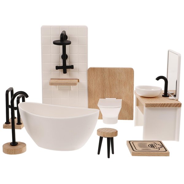 1set Dollhouse Bathroom Set: Dollhouse Bathroom Furniture Accessories 1 12 Scale Mini Shower Room Adornments for Doll Accessories
