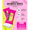 SWEET SPOT Flushable Feminine Wipes for Odor Control, pH Balance - Paraben-Free & Vegan, Intimate Wipes with Aloe Vera & Botanical Extracts - Ideal for Periods, Gym & Travel - 10ct