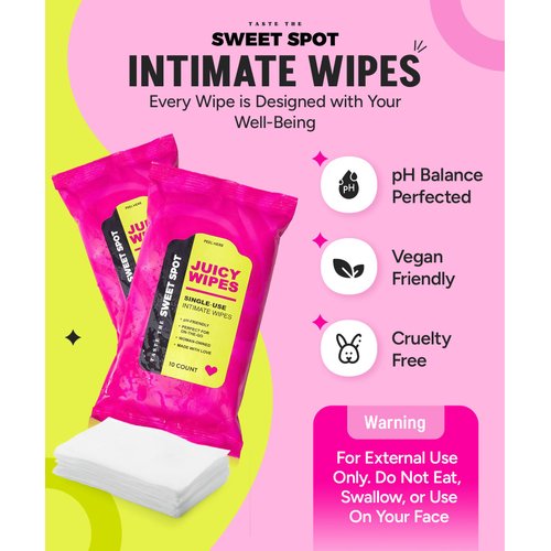 SWEET SPOT Flushable Feminine Wipes for Odor Control, pH Balance - Paraben-Free & Vegan, Intimate Wipes with Aloe Vera & Botanical Extracts - Ideal for Periods, Gym & Travel - 10ct
