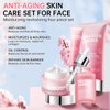 JAPAN SAKURA Skin Care Set, Cherry Blossom Skincare Set for Teen Girls & Women, Moisturizing & Repairing Skin, 4 Pcs Collagen Skin Care Kits for Travel with Facial Cleanser, Serum, Cream & Eye Cream