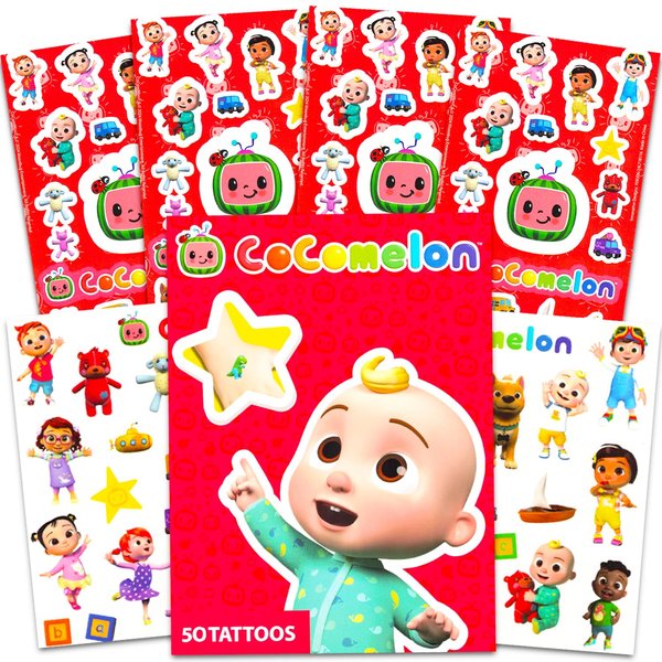 Cocomelon Stickers and Tattoos Party Favor Set - Bundle with 100 Cocomelon Stickers and 100 Cocomelon Temporary Tattoos | Cocomelon Party Supplies