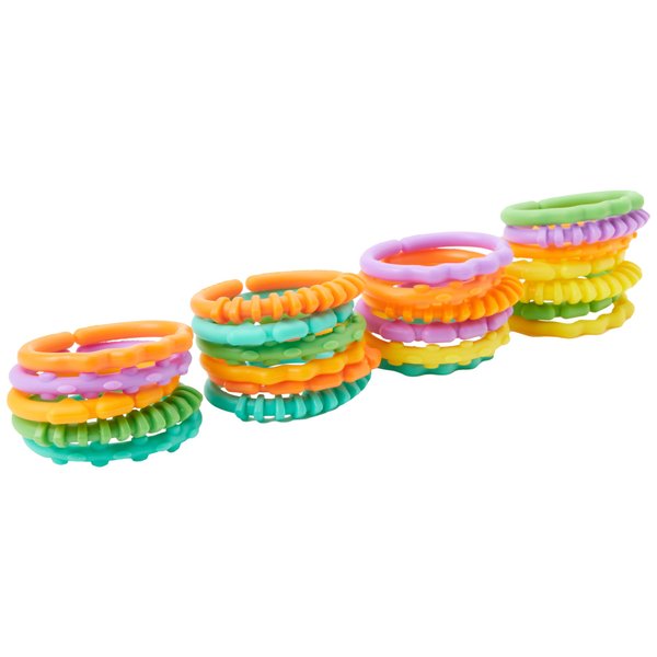 Bright Starts Lots of Links Rings Toys for Stroller or Carrier Seat, BPA-Free, Ages 0 Months Plus, Multicolor, 24 Count