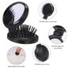 Travel Folding Hair Brush, 2 Pack Round Mini Brush with Mirror, Compact Massage Comb, Portable Styling Tools for Women (Black)
