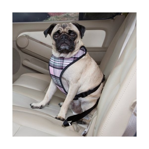 Guardian Gear Polyester/Cotton Plaid Design Car Dog Harness, X-Small, Pink