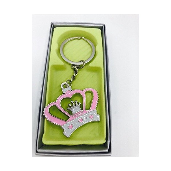 12PC Pink Baby Shower Favors Crown Princess Table Decoration Girl Keychains