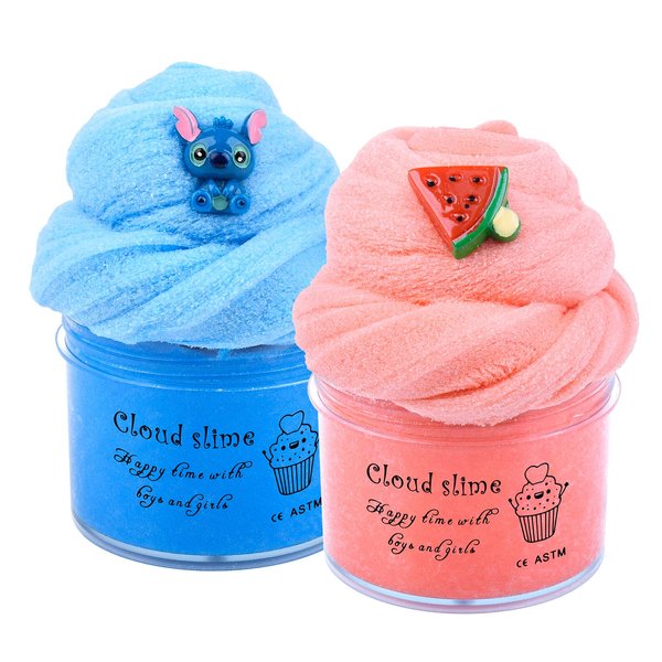2 Pack Cloud Slime Kit, Soft and Non-Sticky Stress Relief Toy for Kids Education, Birthday Gift, Party Favor, Ideal for Girls and Boys