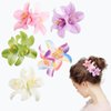 Bohemian Flower Hair Clips - 5pcs Artificial Tropical Hibiscus Plumeria Orchid Hairpin Set for Women Girls - Seaside Holiday Bridal Accessories in 5 Colors