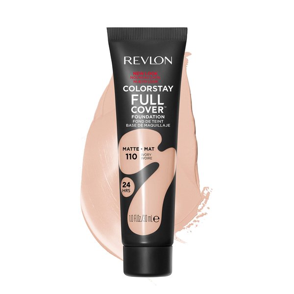 REVLON ColorStay Full Cover Longwear Matte Foundation, Heat & Sweat Resistant Lightweight Face Makeup, Ivory (110), 1.0 oz