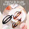 3 Pieces French Hair Barrette Clip Oval French Clips for Hair Flexible Ponytail Holder Plain Strong Grip Closure Barrettes Styling No Metal Hair Accessories for Women Girls, 3 Colors