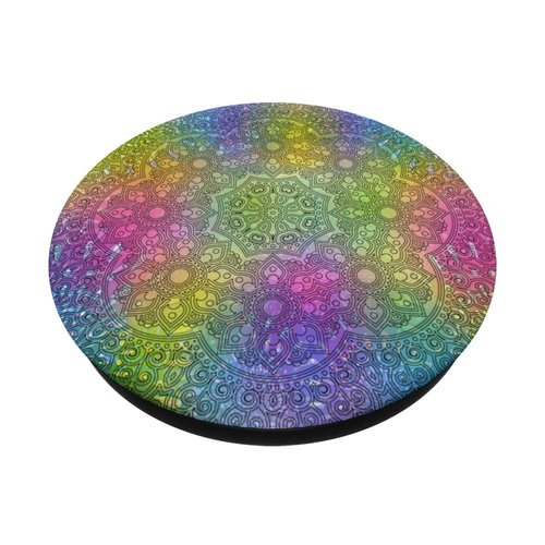 Cell Phone Pop Out Holder,Cute Ring Rainbow Mandala Design PopSockets Grip and Stand for Phones and Tablets