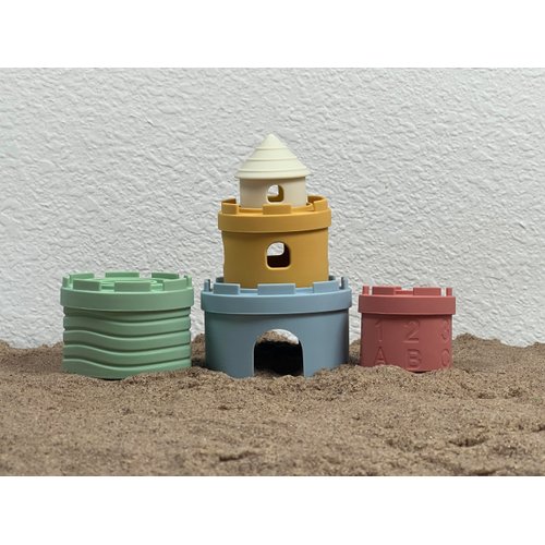 Maru Lifestyle Castle Stacking Tower & Nesting Cups Baby Toys - 5-Piece Silicone Teething & Bathing Set - Fun, Educational & Early Learning Gift for Babies 6+ Months - BPA Free, Soft & Dishwasher Safe