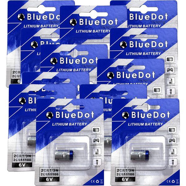 BlueDot Trading Retail Pack 2CR1/3N Lithium Cell Battery 6V for Dog Collars, Cameras, Calculators, Flash Equipment, Game Controllers, and More, 12 Packs