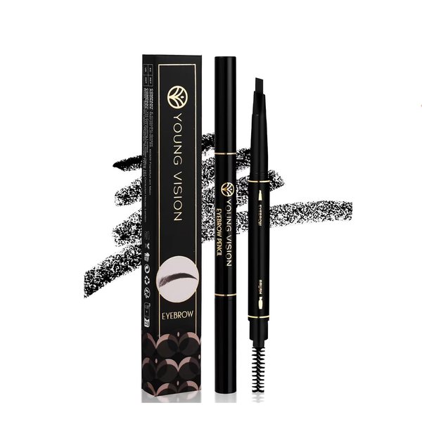 AMAKO Automatic Twin Eyebrow Pencil Waterproof Smudge-proof Triangle Eyebrow Pencil Duo with Brush (Pack of 1, 03#Brown)