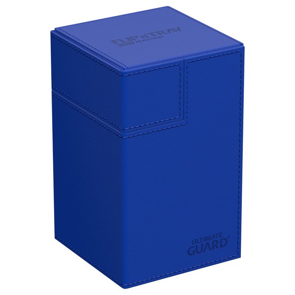 Ultimate Guard Flip 'n' Tray 100+, Deck Case for 100 Double-Sleeved TCG Cards + Dice Tray, Blue, Independent Magnetic Closure & Microfiber Lining