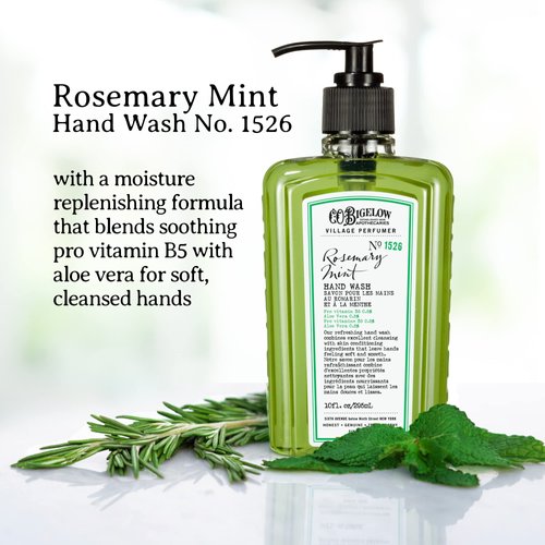 C.O. Bigelow Hand Wash Rosemary Mint, Village Perfumer Moisturizing Hand Soap for Bathroom & Kitchen with Aloe Vera and Pro-Vitamin B5, 10 fl oz