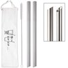[Angled Tips] 2 Pcs Jumbo Reusable Bubble Tea Straws & Smoothie Straws, 0.5" Wide Stainless Steel Straws, Metal Straws for Bubble Tea/Tapioca Pearl, Milkshakes,Smoothies | 1 Cleaning Brush & 1 Case