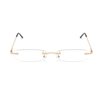EYE ZOOM Rimless Reading Glasses with Slim Gold and Silver Case for Men and Women, 1.75