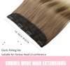 SURNEL Wire Hair Extensions Real Human Hair, 18inch 80g Ash Brown to Platinum Blonde, Invisible Wire Hair Extensions with Transparent, Seamless Fish Line Hairpiece(18,8T60)