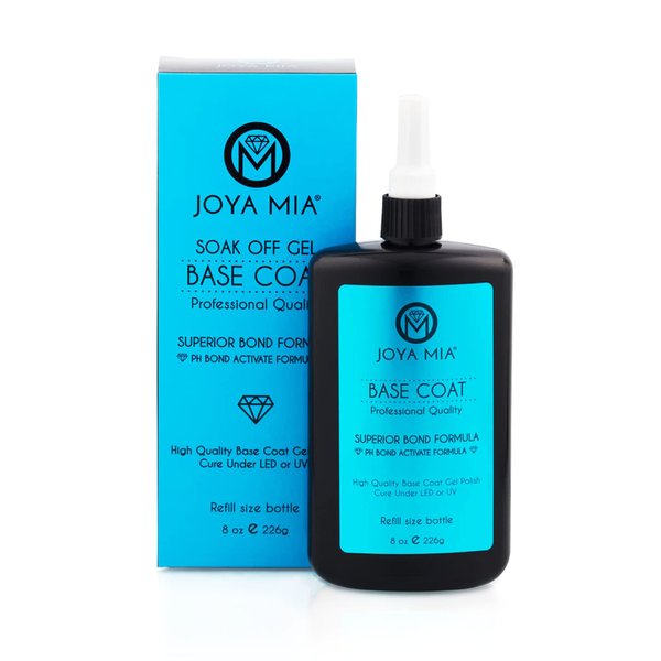 JOYA MIA - Base Coat Gel Polish, Gel Base Coat for Acrylic & Gel Nails, Super Adhesive Base Coat Gel Nail Polish, Soak Off Gel Polish for Professional & DIY Manicure, 8 oz Refill