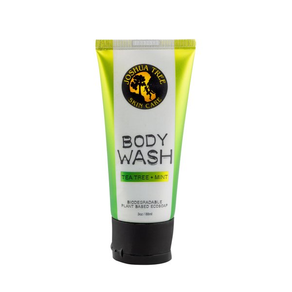 Joshua Tree 3 oz. Body Wash, Shampoo - Biodegradable Plant Based Eco Soap with Organic Ingredients (Tea Tree + Mint)