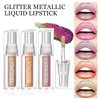 MIESCHER Pink Glitter Lip Gloss Lipstick, Diamond Shiny Shimmer Liquid Lipstick Long Lasting Smudge-Proof Metallic Sparkling Glitter Lipstick & Eyeshadow, Aurora Glossy Lip Gloss Makeup For Women(06#)