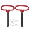 X-Haibei Head Towing Hitch Pin and Clip 5/8 x 4 inch for Trailer, Tractor Truck, Towing Cargo, Receiver Hitch Pin, Red Handle, 2 Pack
