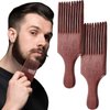 2 Pieces Wooden Beard Comb Wood Hair Pick Comb Beard Pick Comb Wooden Hair Picks Long Tooth Detangling Comb for Women Men (Natural Color) (Reddish Brown)