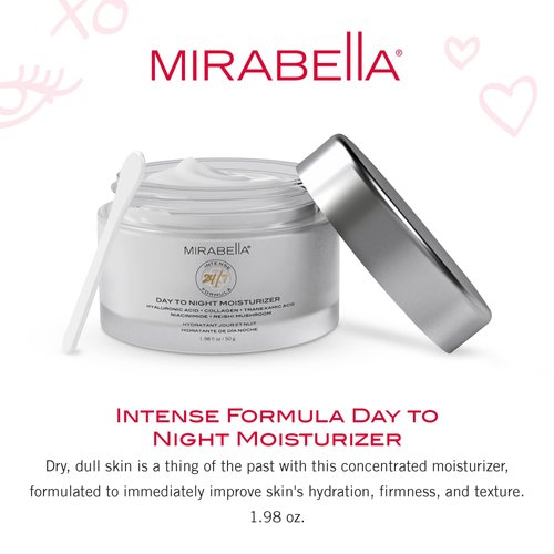 Mirabella Intense Formula Day to Night Moisturizer, Concentrated Rich Face Moisturizer with Shea Butter, Hyaluronic Acid, Tranexamic Acid, & Niacinamide Supports Skin Hydration, Firmness, & Texture