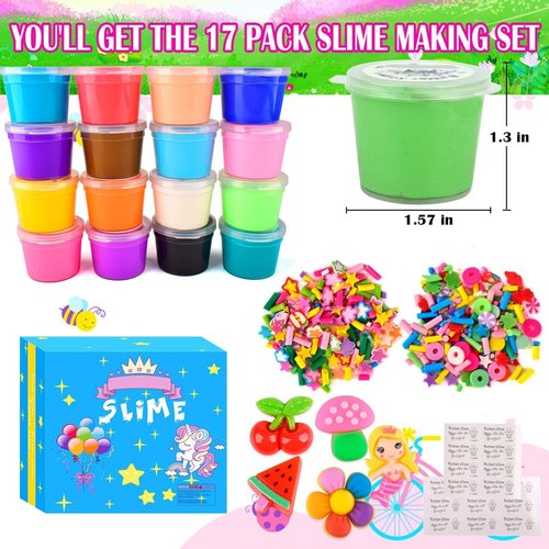 Mini Butter Slime 17 Pack, Super Soft Butter DIY Slime Kit for Girls and Boys, Kids Putty Toy Gifts, Scented Slime for Kids Party Favors, Stress Relief Toy