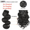 Yacurcur Body Wave Clip Ins Human Hair 8Pcs/Set 120 Gram Body Wave Clip in Hair Extensions 10A Brazilian Virgin Human Hair for Black Women Natural Black Color 16 Inch