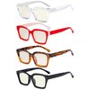 Eyekepper 4 Pack Ladies Computer Glasses Oversized Square Design Blue Light Filter Readers +2.00