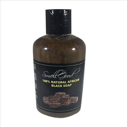 SmellGood - totally natural and organic, Africa Black soap in liquid shape, high density, easy to use, great for body and face wash, excellent markup removal - 8oz bottle, 2 units set