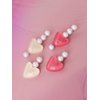 OJERRY Set of 2 Mismatched Pearl Beige Heart Hair Clip for Women, Classic Hair Alligator Clip Set, Kawaii Y2K Feminine Coquette Bow Aesthetic Gift Hair Accessories