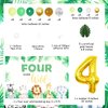 Jungle Theme 4th Birthday Decorations, Four Ever Wild Birthday Decorations Boy, Sage Green Jungle Balloon Arch Kit, Four Ever Wild Backdrop, Number 4 Foil Balloons Artificial Palm Leaves
