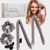 Klara Faire Heatless Hair Curlers -100% Silk Heatless Curling Rod Headband w/ 2Silk Hair Ties & 1Hair Clip | Authentic Grade 6A 22MM Mulberry Silk for heatless curls(Black Silver)